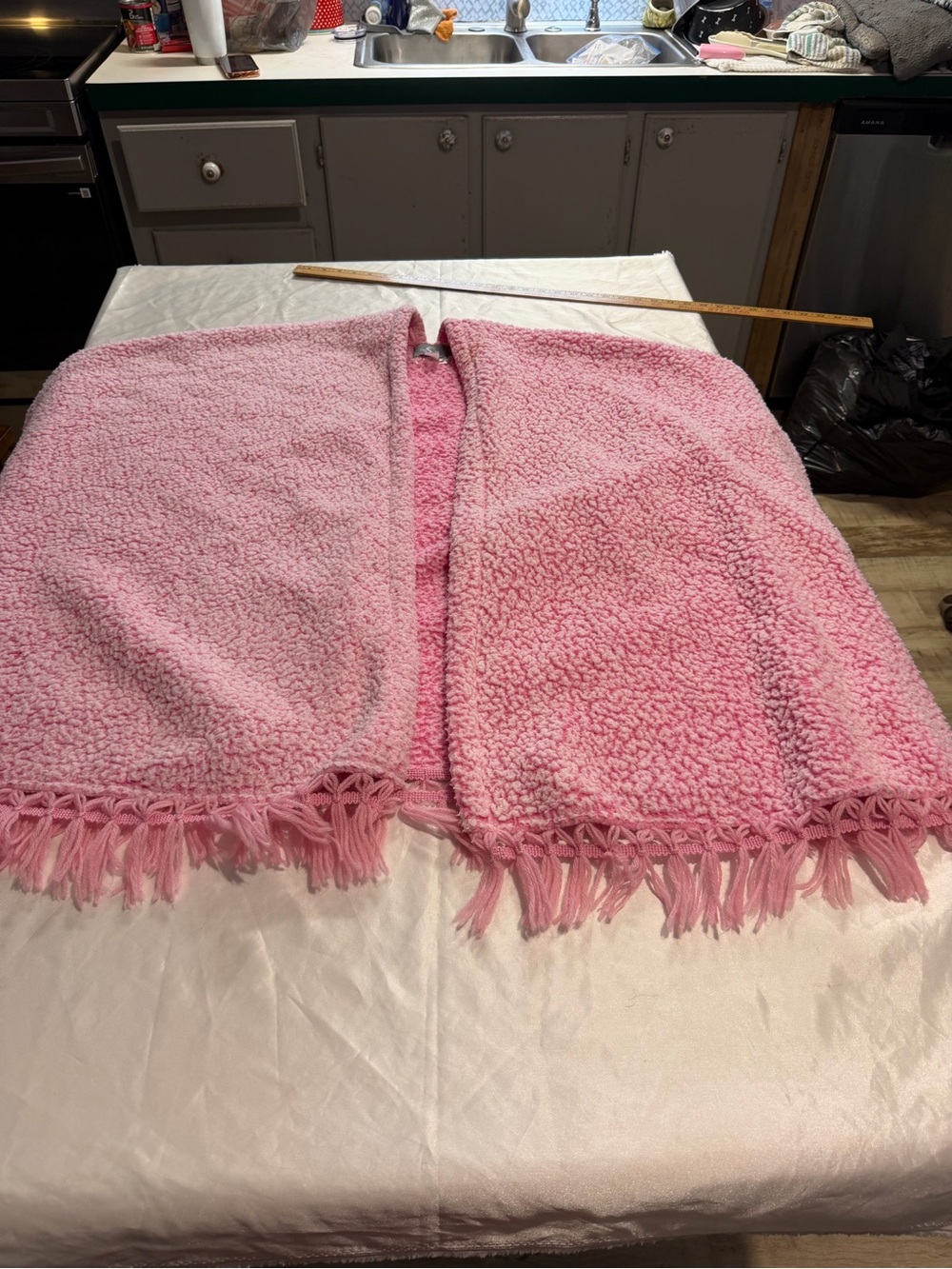 Pj Couture Pink Bouclé Fringe Mini Skirt